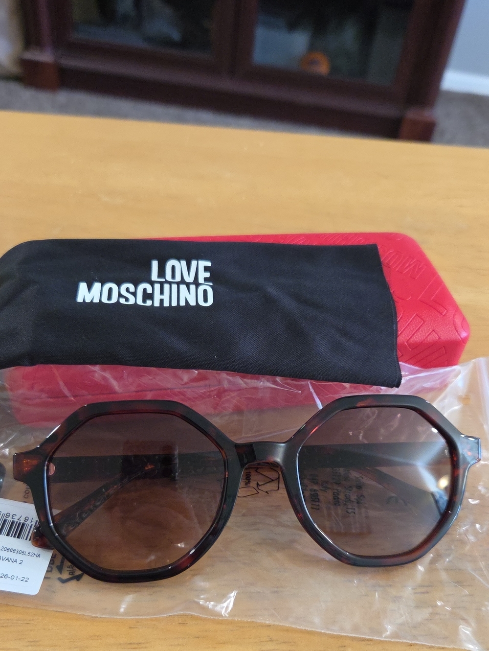 Love Moschino Dark Brown Tortoiseshell Octagonal Sunglasses. MoL076/S